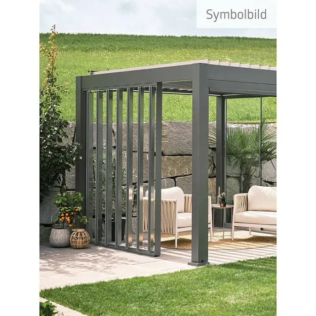 Biohort Lamellenseitenwand mit Abschlussblende 2,5 m Quarzgrau-Metallic