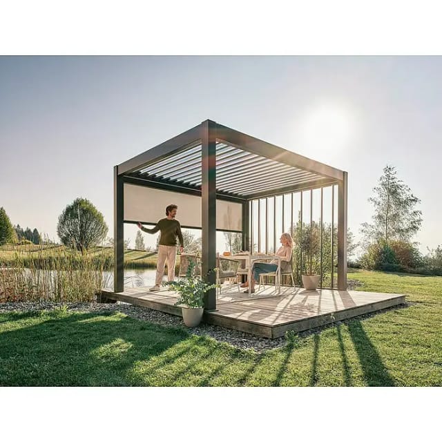 Biohort Sonnenschutzrollo Elektrisch 4 m Dunkelgrau-Metallic