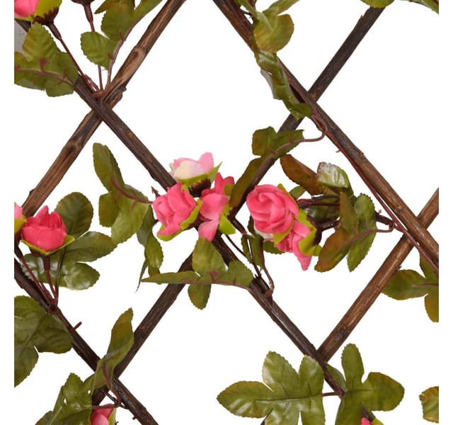 vidaXL Rankgitter mit Künstlichem Efeu Erweiterbar Dunkelrosa 180x20cm 366576