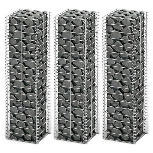 vidaXL Gabionen-Set 3 Tlg Verzinkter Draht 25x25x100 cm 141045