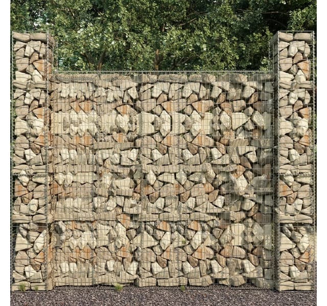 vidaXL Gabionenkörbe 3 Stk Verzinkter Stahl 25 x 25 x 197 cm 145088