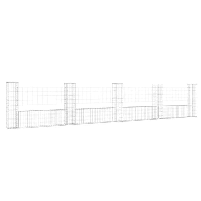 vidaXL Gabionenkorb U-Form mit 5 Säulen Eisen 500x20x100 cm 151278