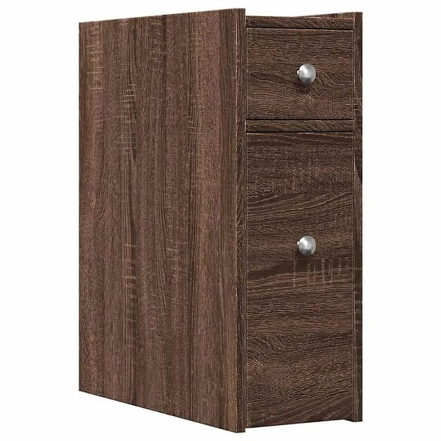 vidaXL Badschrank Schmal mit Rollen Eichen-Optik Holzwerkstoff 855292