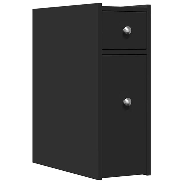 vidaXL Badschrank Schmal mit Rollen Schwarz Holzwerkstoff 855287