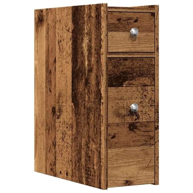 vidaXL Badschrank Schmal mit Rollen Altholz-Optik Holzwerkstoff 855293