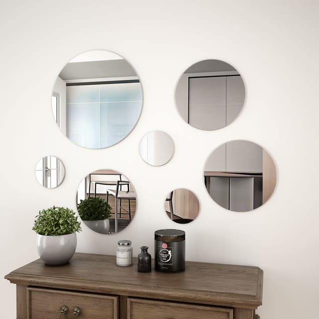 vidaXL 7-Tlg Wandspiegelset Rundglas 245692