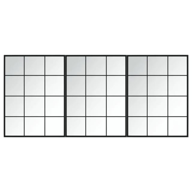 vidaXL Wandspiegel 3 Stk Schwarz 80x60 cm Metall 3189033