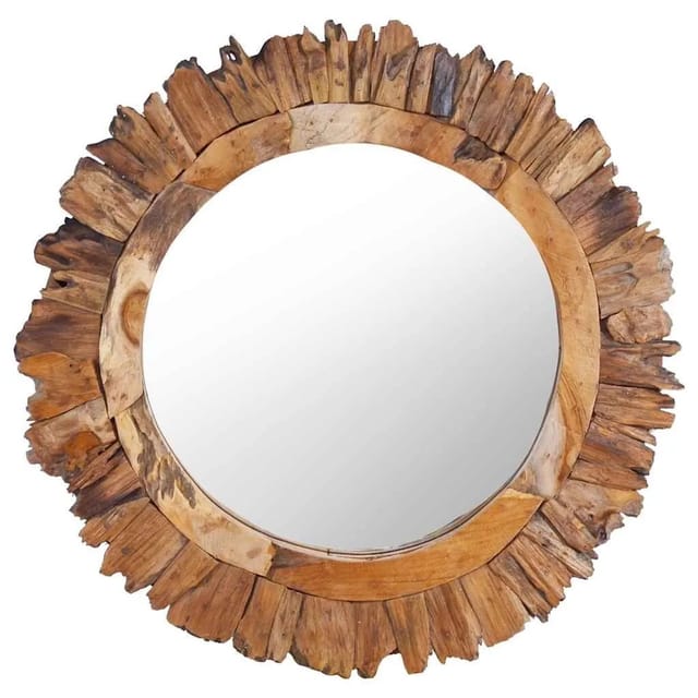 vidaXL Wandspiegel 60 cm Teak Rund 288804