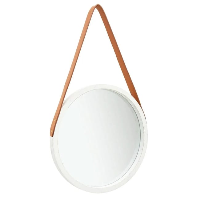 vidaXL Wandspiegel mit Gürtel 40 cm Weiß 320360