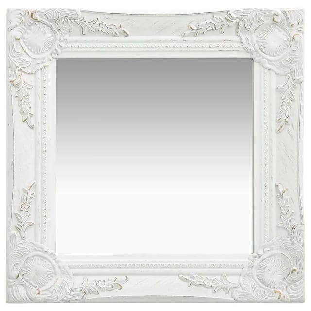 vidaXL Wandspiegel im Barock-Stil 40x40 cm Weiß 320304