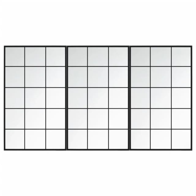 vidaXL Wandspiegel 3 Stk Schwarz 100x60 cm Metall 3189036