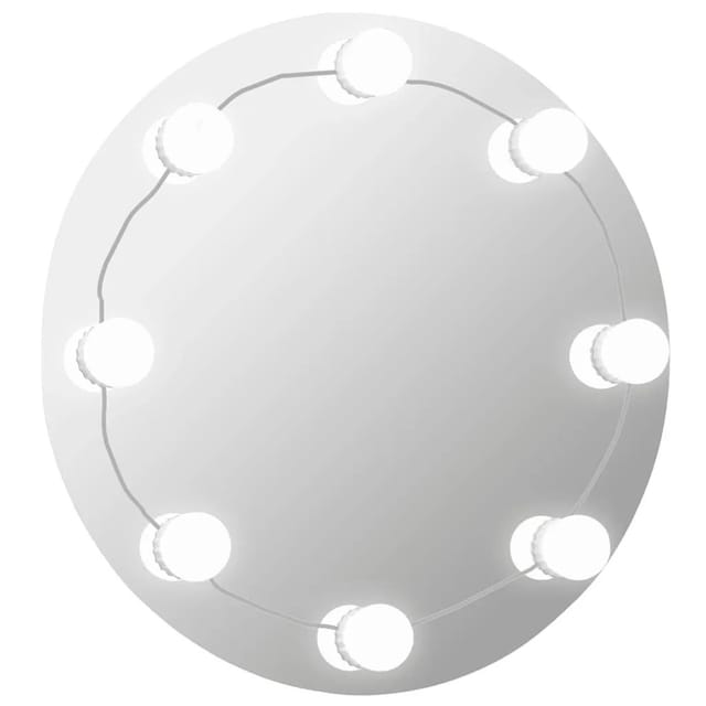 vidaXL Wandspiegel mit LED-Beleuchtung Rund Glas 3078642