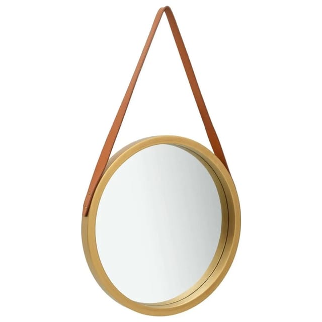 vidaXL Wandspiegel mit Gürtel 50 cm Golden 320365