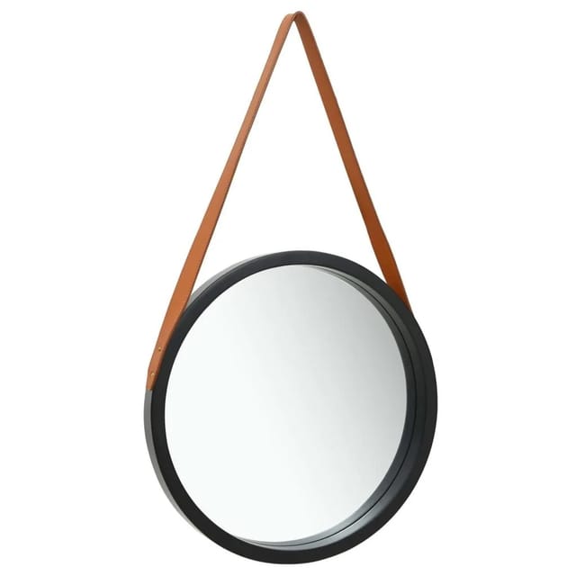 vidaXL Wandspiegel mit Gürtel 50 cm Schwarz 320367
