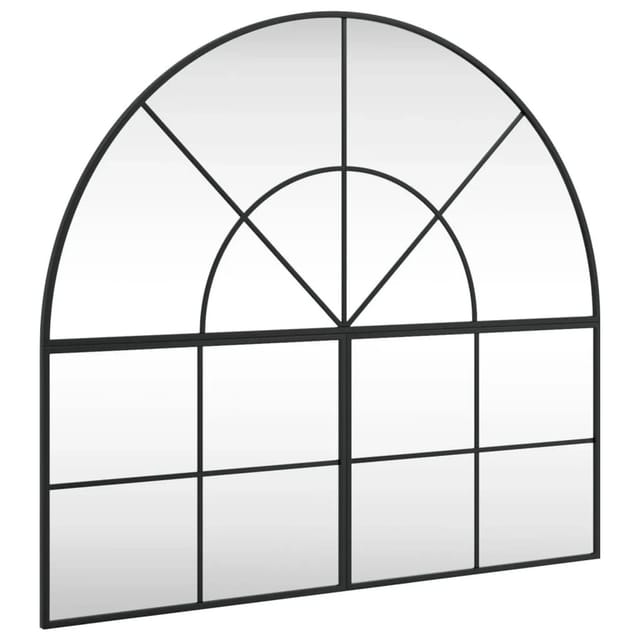 vidaXL Wandspiegel Schwarz 100x90 cm Gewölbt Eisen 3200611
