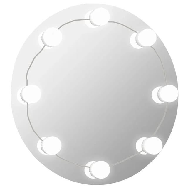 vidaXL Wandspiegel mit LED-Beleuchtung Rund Glas 3078639