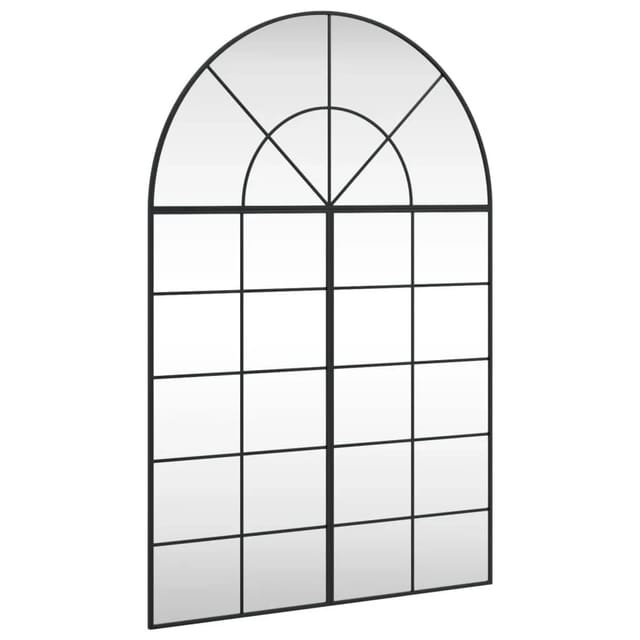 vidaXL Wandspiegel Schwarz 100x150 cm Gewölbt Eisen 3200614
