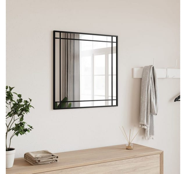 vidaXL Wandspiegel Schwarz 60x60 cm Quadratisch Eisen 358635