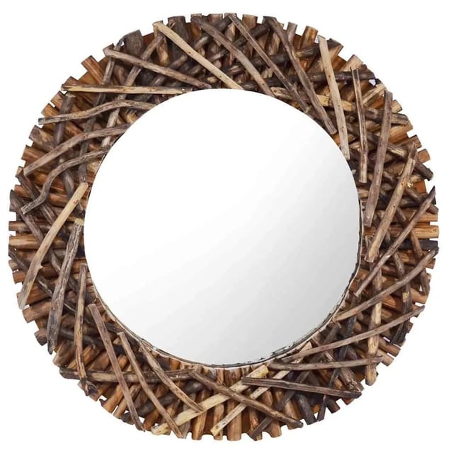 vidaXL Wandspiegel 60 cm Teak Rund 288802