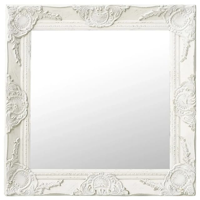 vidaXL Wandspiegel im Barock-Stil 50x50 cm Weiß 320312