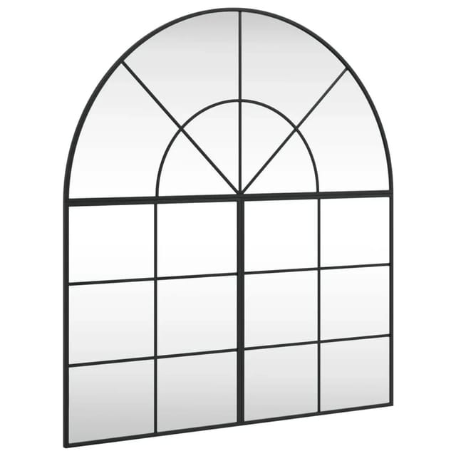 vidaXL Wandspiegel Schwarz 100x110 cm Gewölbt Eisen 3200612