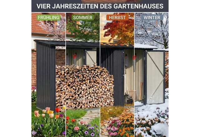 Albatros Gerätehaus M Geräteschuppen mit Holzunterstand 2.3m³ Verzinktes Metall in Anthrazit