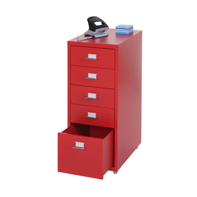 MCW Rollcontainer Preston T851 Rot 5 Schubladen