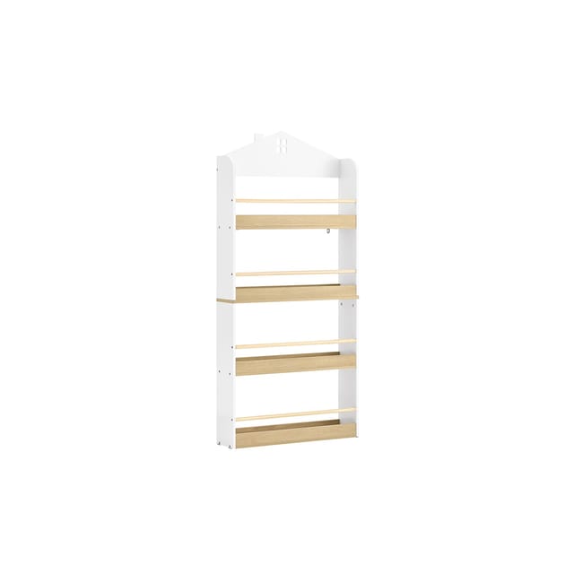 SoBuy Bücherregal Kinderregal Wandregal mit 4 Ablagen Weiß-Natur 60x130,5x15cm KMB121-WN