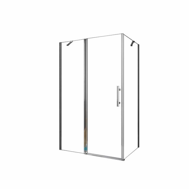 AICA Eckeinstieg Schwingtür B.100xH.195cm Duschtür mit Seitwand B.80xH.195cm 6mm Klares Nano Beschichtung ESG Stabilisierungsstange 50cm