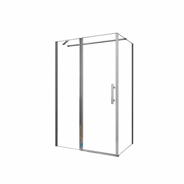 AICA Eckeinstieg Schwingtür B.90xH.195cm Duschtür Seitwand B.80xH.195cm 6mm Klares Nano Beschichtung ESG Stabilisierungsstange 140cm