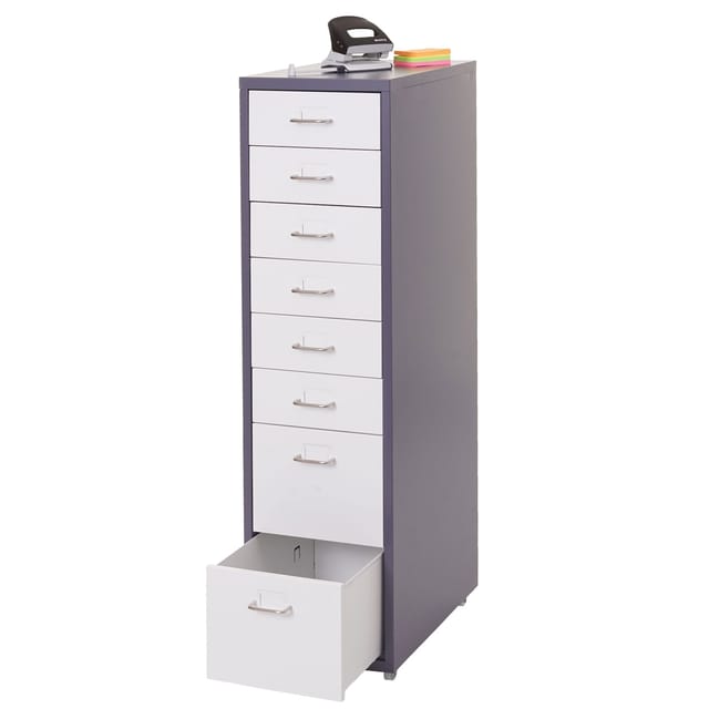 MCW Rollcontainer Preston T851 Dunkelgrau Weiß 8 Schubladen