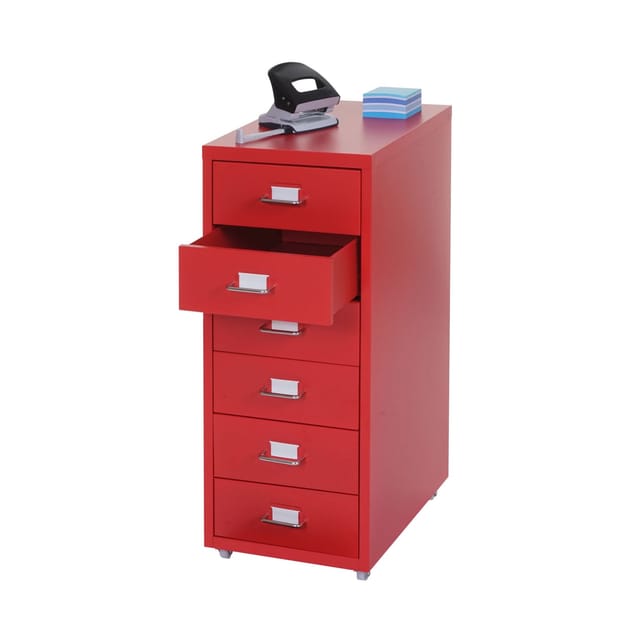 MCW Rollcontainer Preston T851 Rot 6 Schubladen