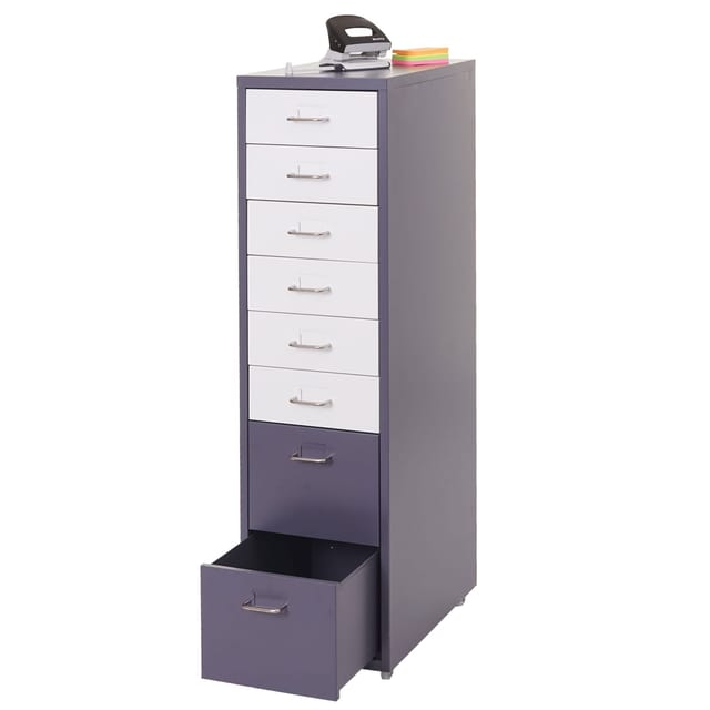 MCW Rollcontainer Preston T851 Dunkelgrau Weiß-dunkelgrau 8 Schubladen