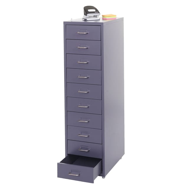 MCW Rollcontainer Preston T851 10 Schubladen Dunkelgrau