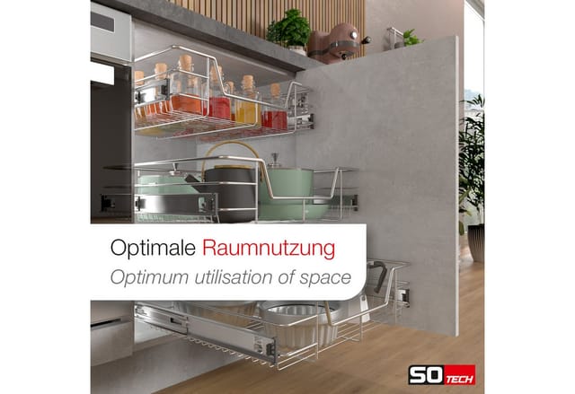 SOTECH Drahtkorbauszug für Schrankbreite 500 mm mit SoftClose
