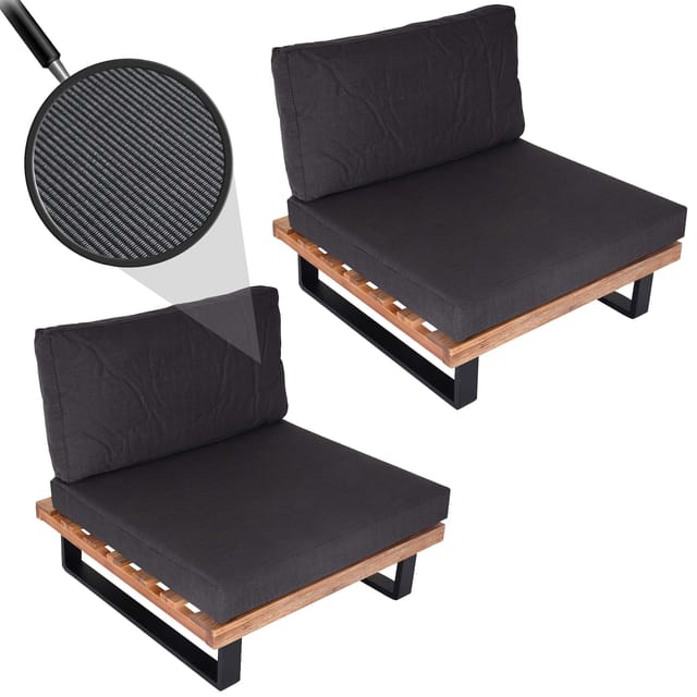 MCW Lounge-Sessel H54 2er-Set Hellbraun Polster Dunkelgrau