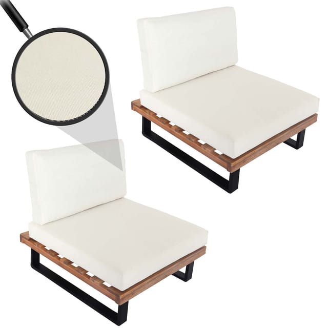 MCW Lounge-Sessel H54 2er-Set Hellbraun Polster Cremeweiß