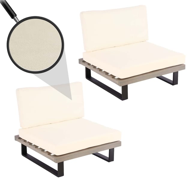 MCW Lounge-Sessel H54 2er-Set Grau Polster Cremeweiß