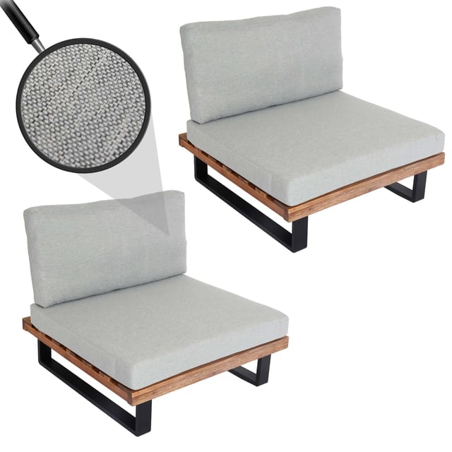 MCW Lounge-Sessel H54 2er-Set Hellbraun Polster Hellgrau