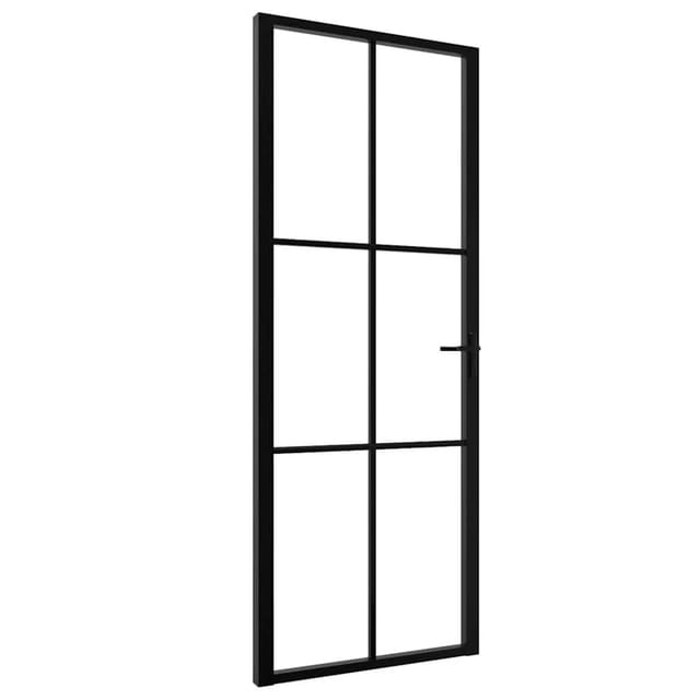 vidaXL Innentür ESG Glas und Aluminium 76x201,5 cm Schwarz 151202