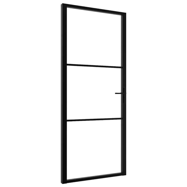 vidaXL Innentür ESG Glas und Aluminium 93x201,5 cm Schwarz 151200
