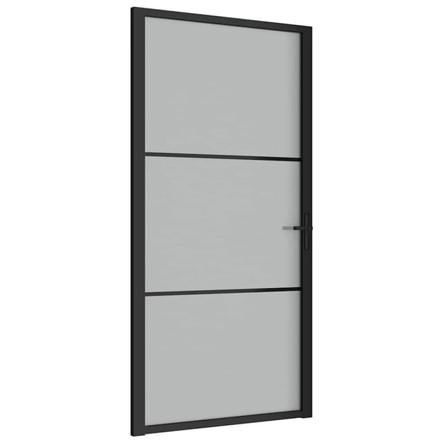vidaXL Innentür 102,5x201,5 cm Schwarz Mattglas und Aluminium 350555