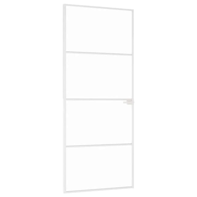 vidaXL Innentür Weiß 83x201,5 cm Hartglas und Aluminium Schlank 153667