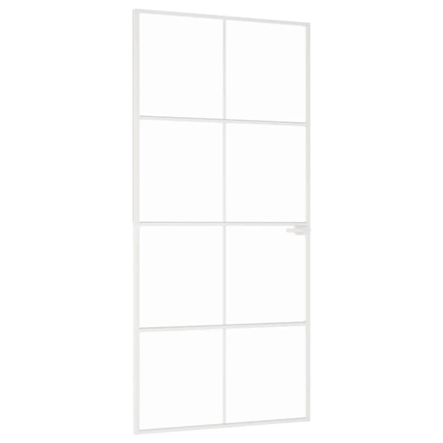 vidaXL Innentür Weiß 93x201,5 cm Hartglas und Aluminium Schlank 153672