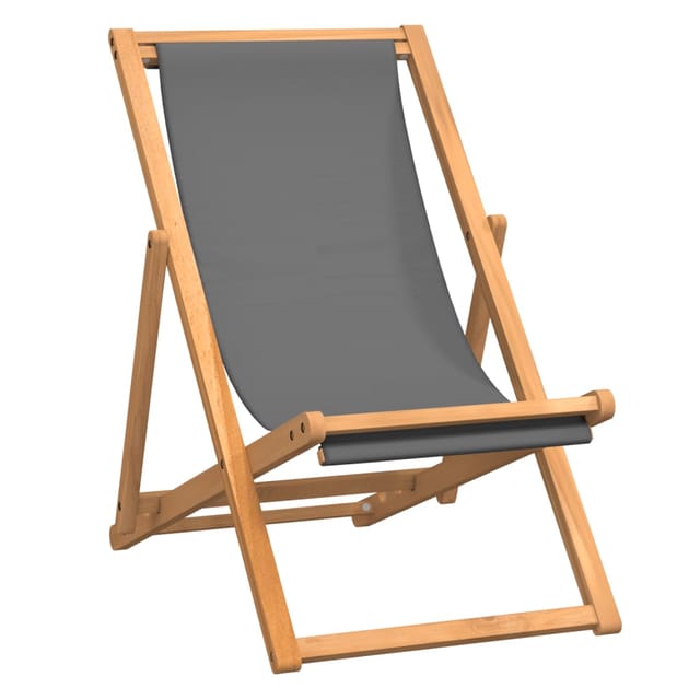 vidaXL Strandstuhl Klappbar Massivholz Teak Grau 47415