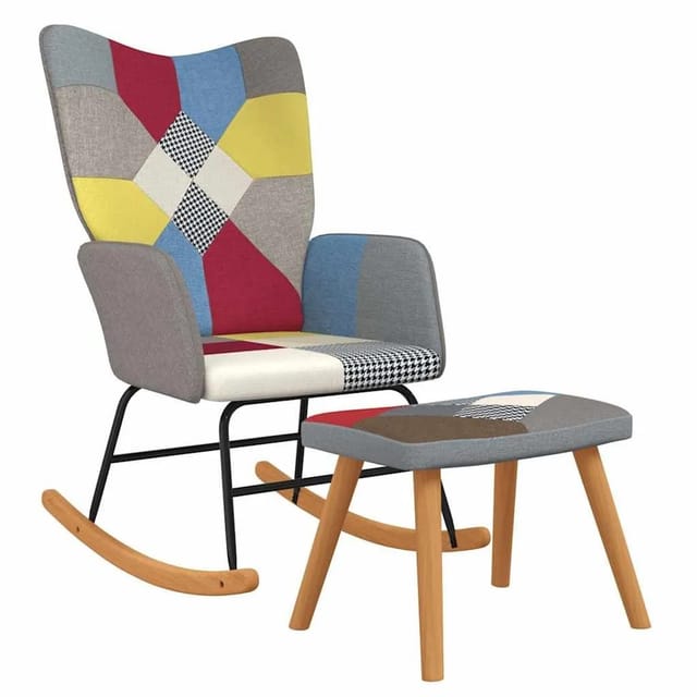vidaXL Schaukelstuhl mit Hocker Patchwork Stoff 328192