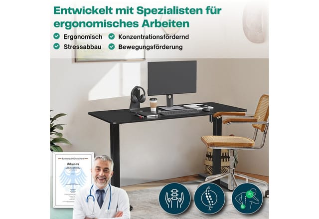 Albatros Schreibtisch Gestell UP30 Schwarz Elektrisch Höhenverstellbar