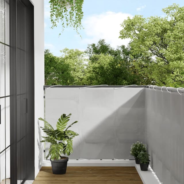 vidaXL Balkon-Sichtschutz Hellgrau 120x700 cm 100 % Polyester-Oxford 4000018