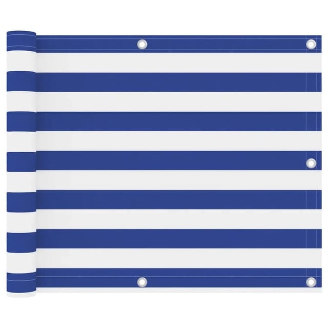 vidaXL Balkon-Sichtschutz Weiß und Blau 75x500 cm Oxford-Gewebe 134914