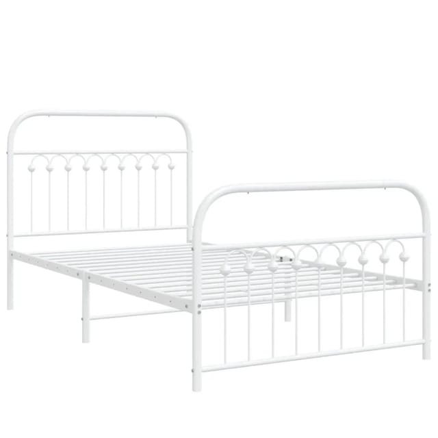 vidaXL Bettgestell mit Kopfteil und Fußteil Metall Weiß 100x200 cm 376662